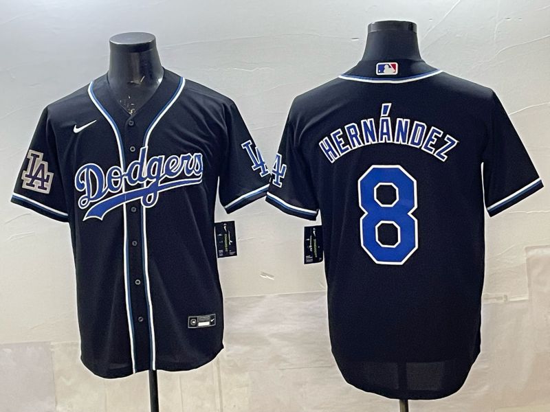Men 2025 Nike Los Angeles Dodgers #8 Hernandez Black MLB Jersey style 009->los angeles dodgers->MLB Jersey